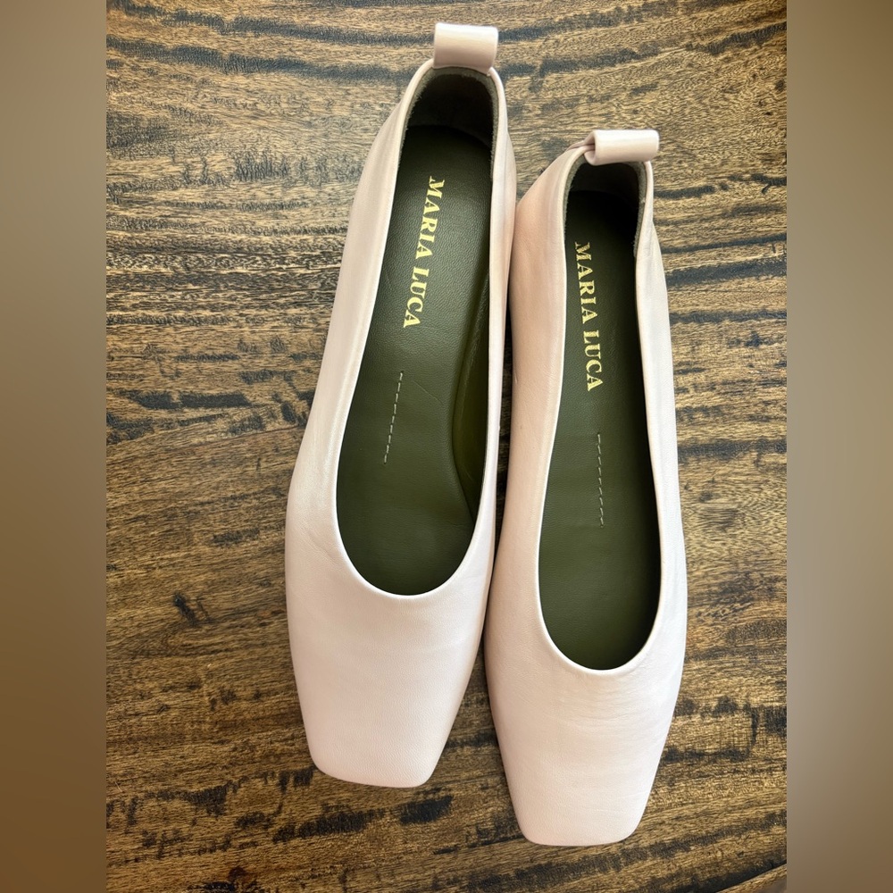 Women's Blush Leather Square-Toe Flats